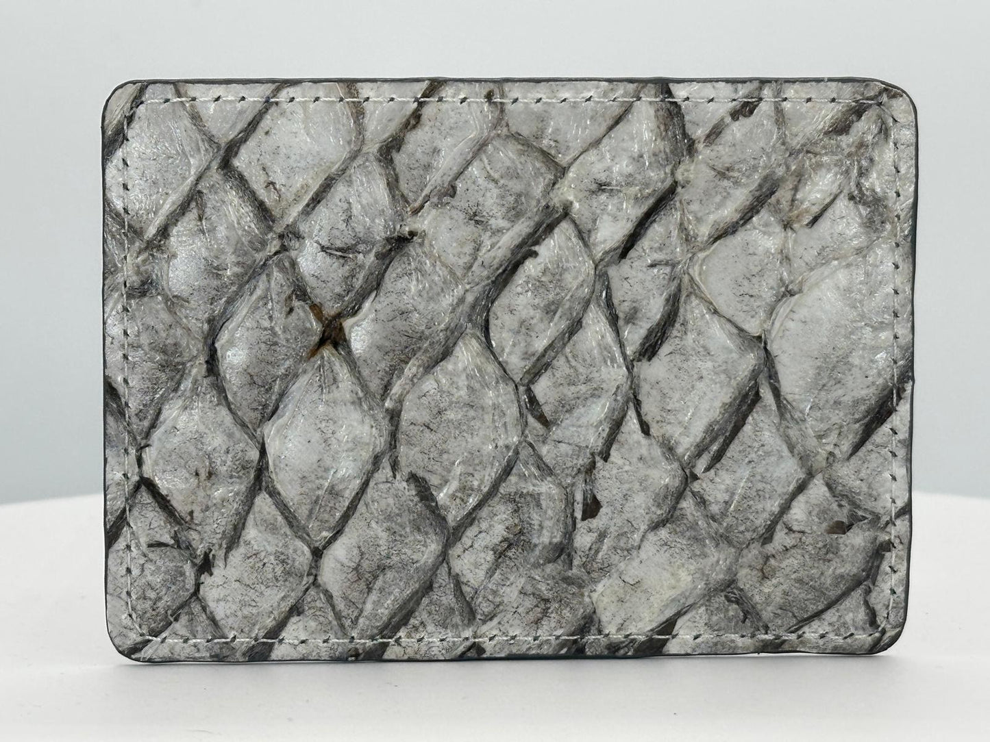 Barramundi leather card holder with white background - back