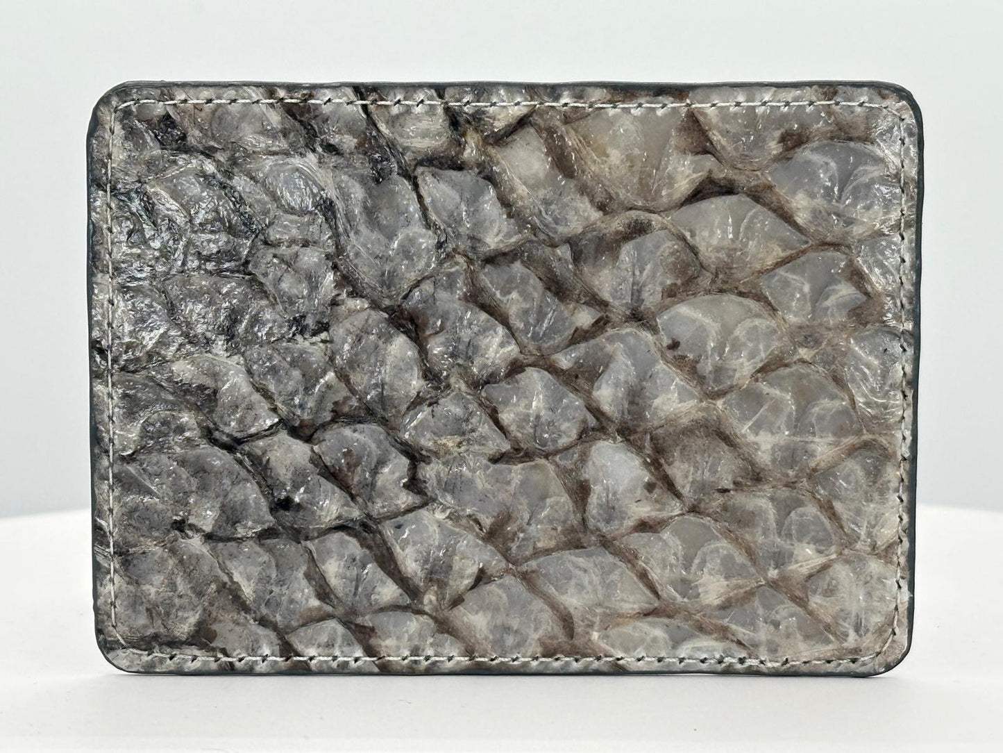 Barramundi leather card holder with white background - back