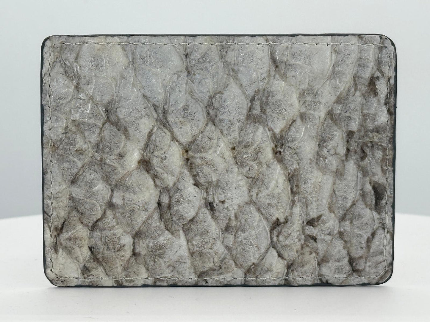 Barramundi leather card holder with white background - back