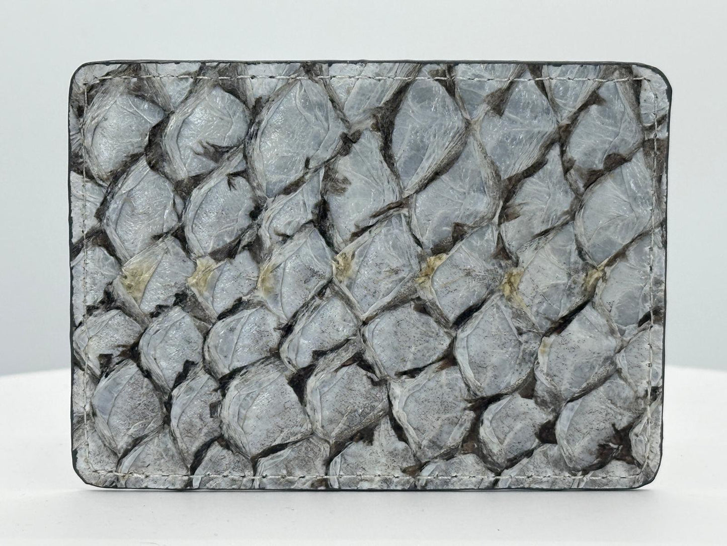 Barramundi leather card holder with white background - back