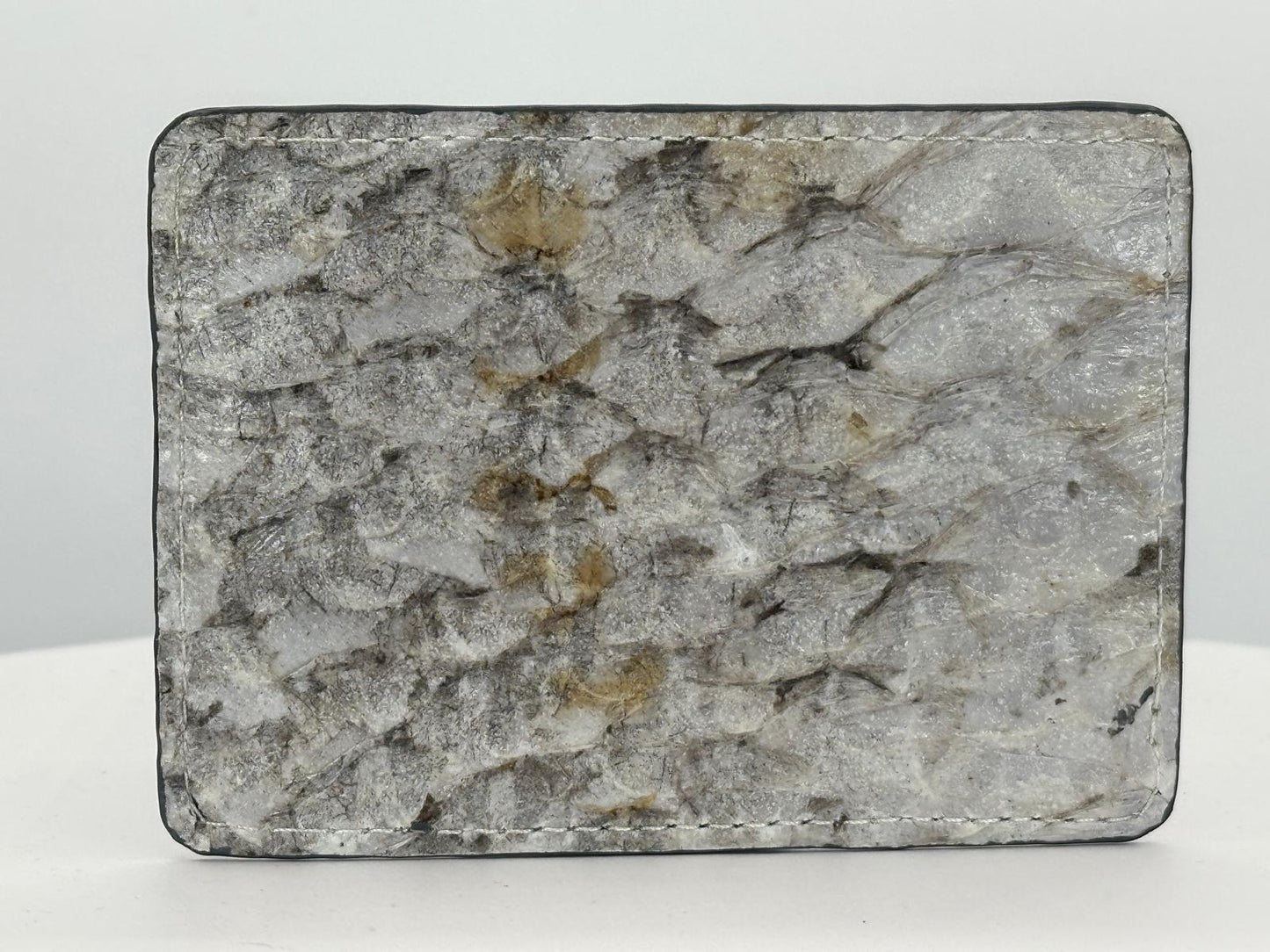 Barramundi leather card holder with white background - back