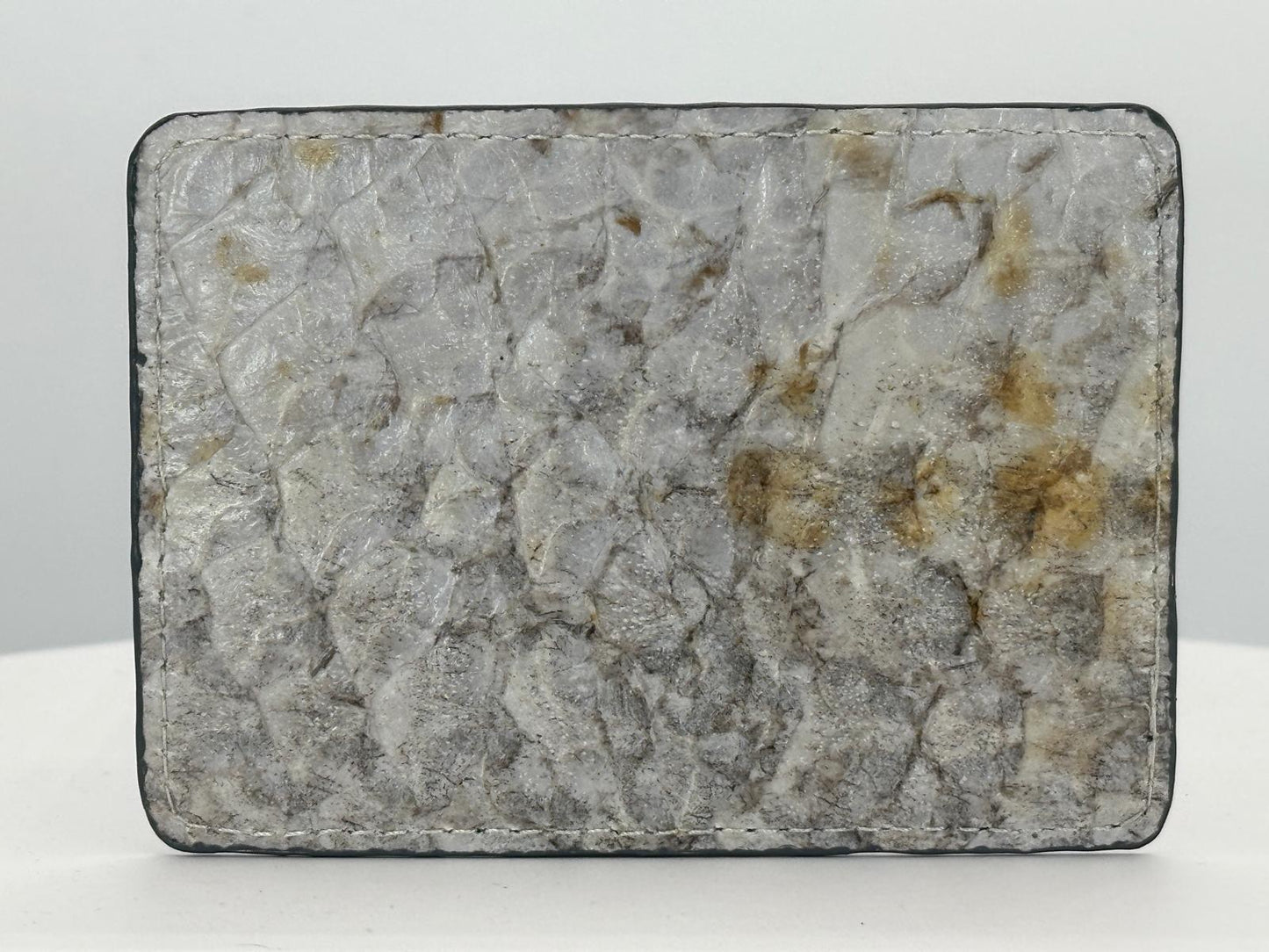 Barramundi leather card holder with white background - back