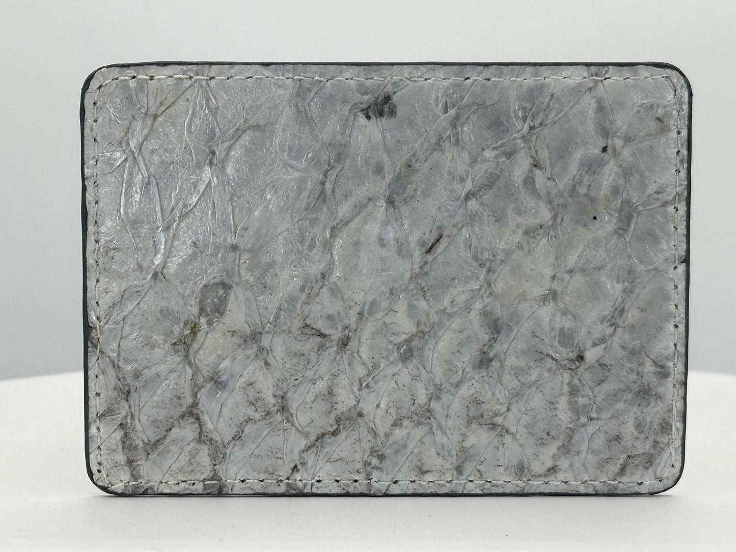 Barramundi leather card holder with white background - back