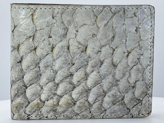 Barramundi skin wallet on a white background - front