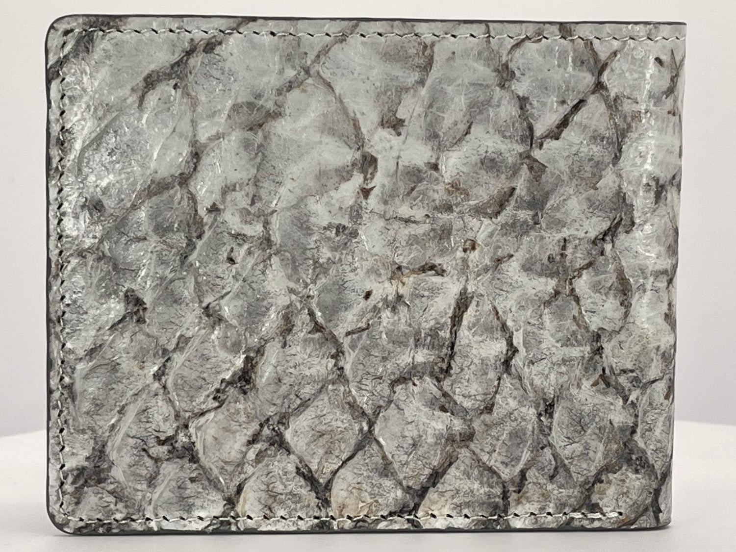 Barramundi skin wallet on a white background - back