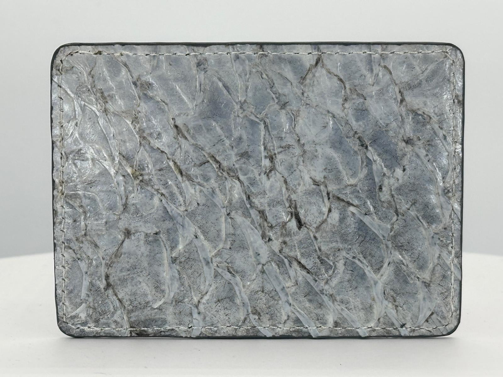 Barramundi leather card holder with white background - back