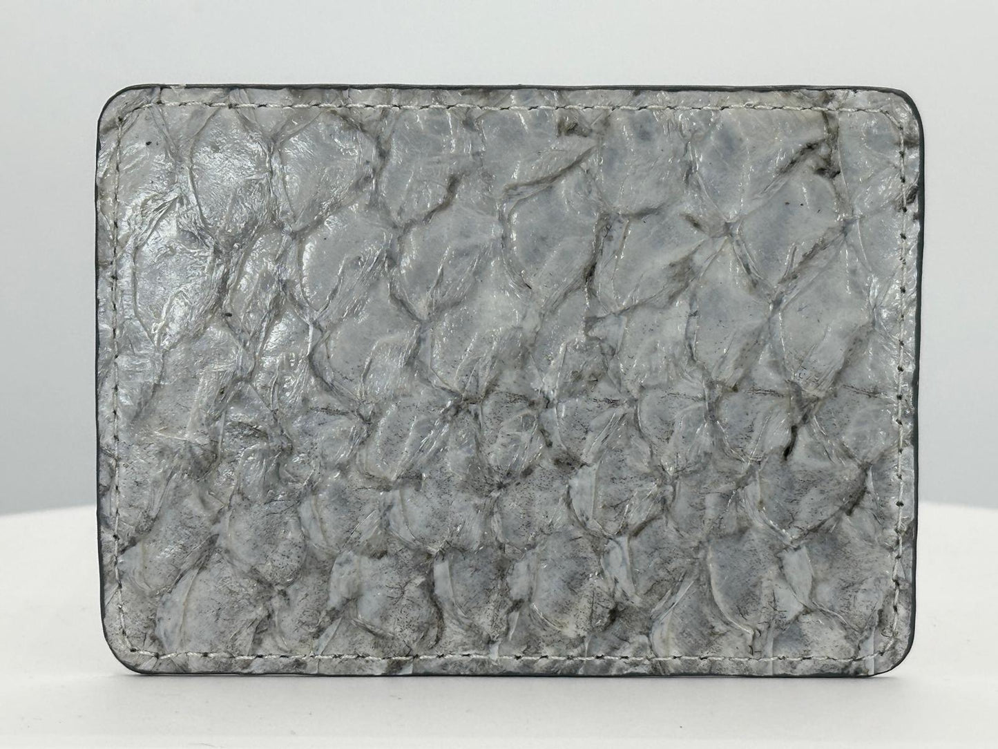 Barramundi leather card holder with white background - back