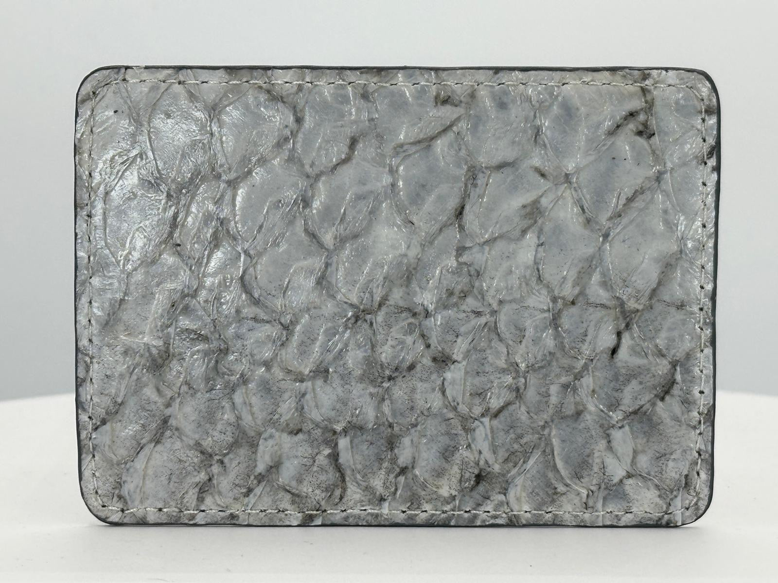 Barramundi leather card holder with white background - back