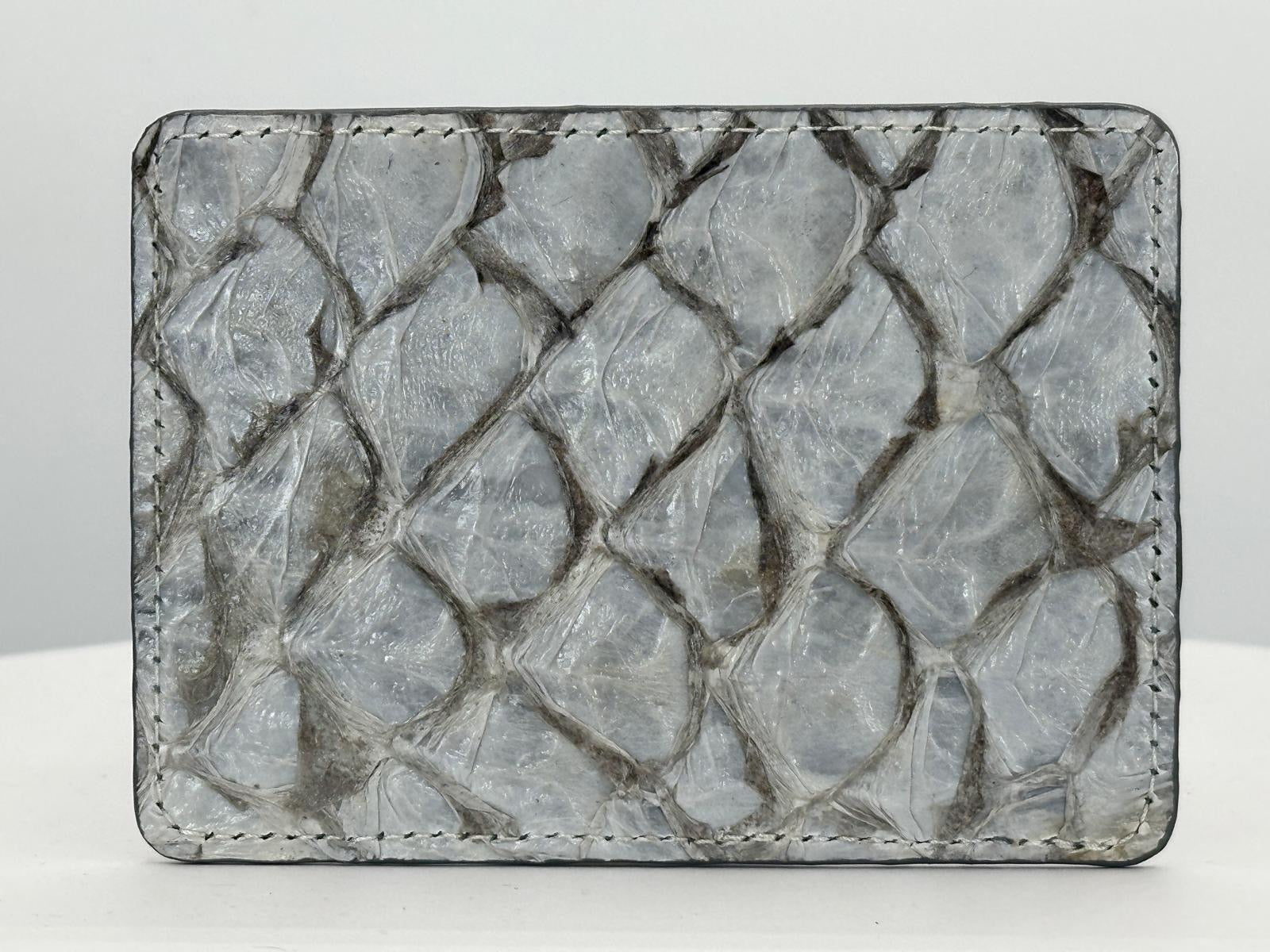 Barramundi leather card holder with white background - back