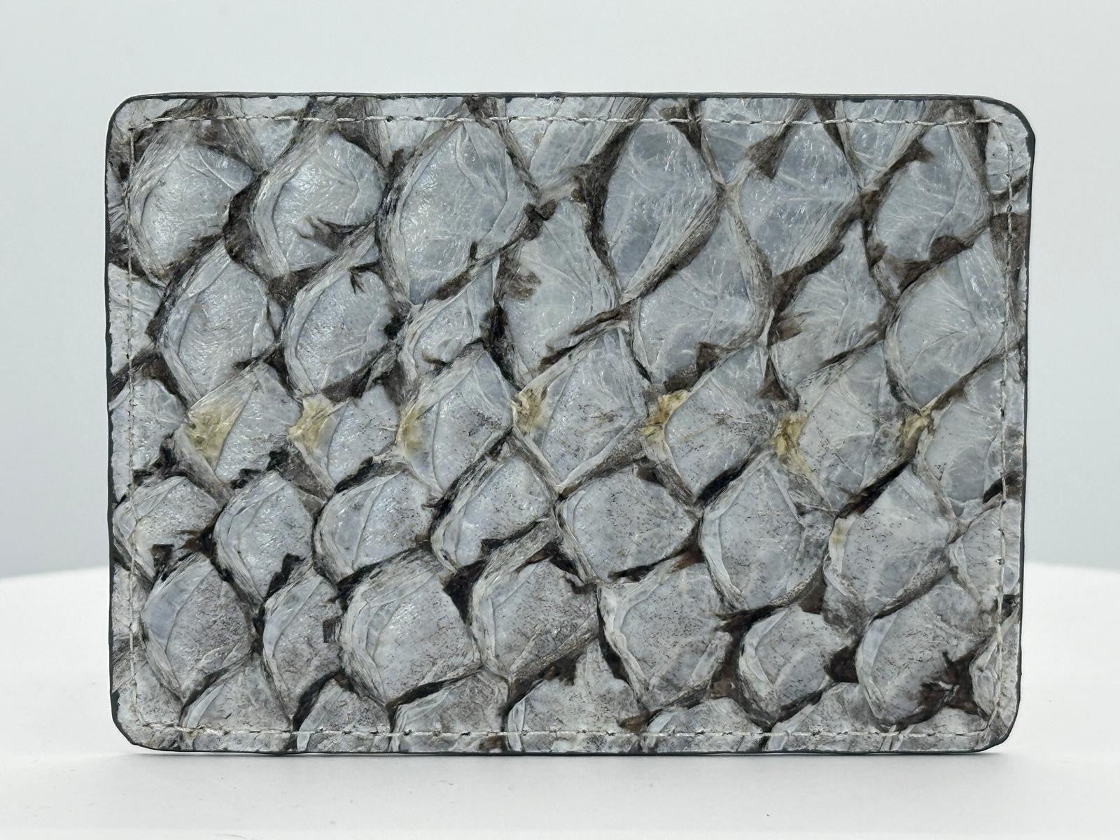 Barramundi leather card holder with white background - back