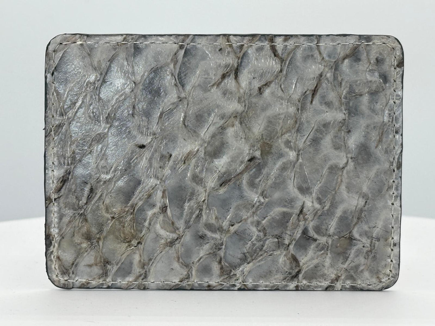 Barramundi leather card holder with white background - back