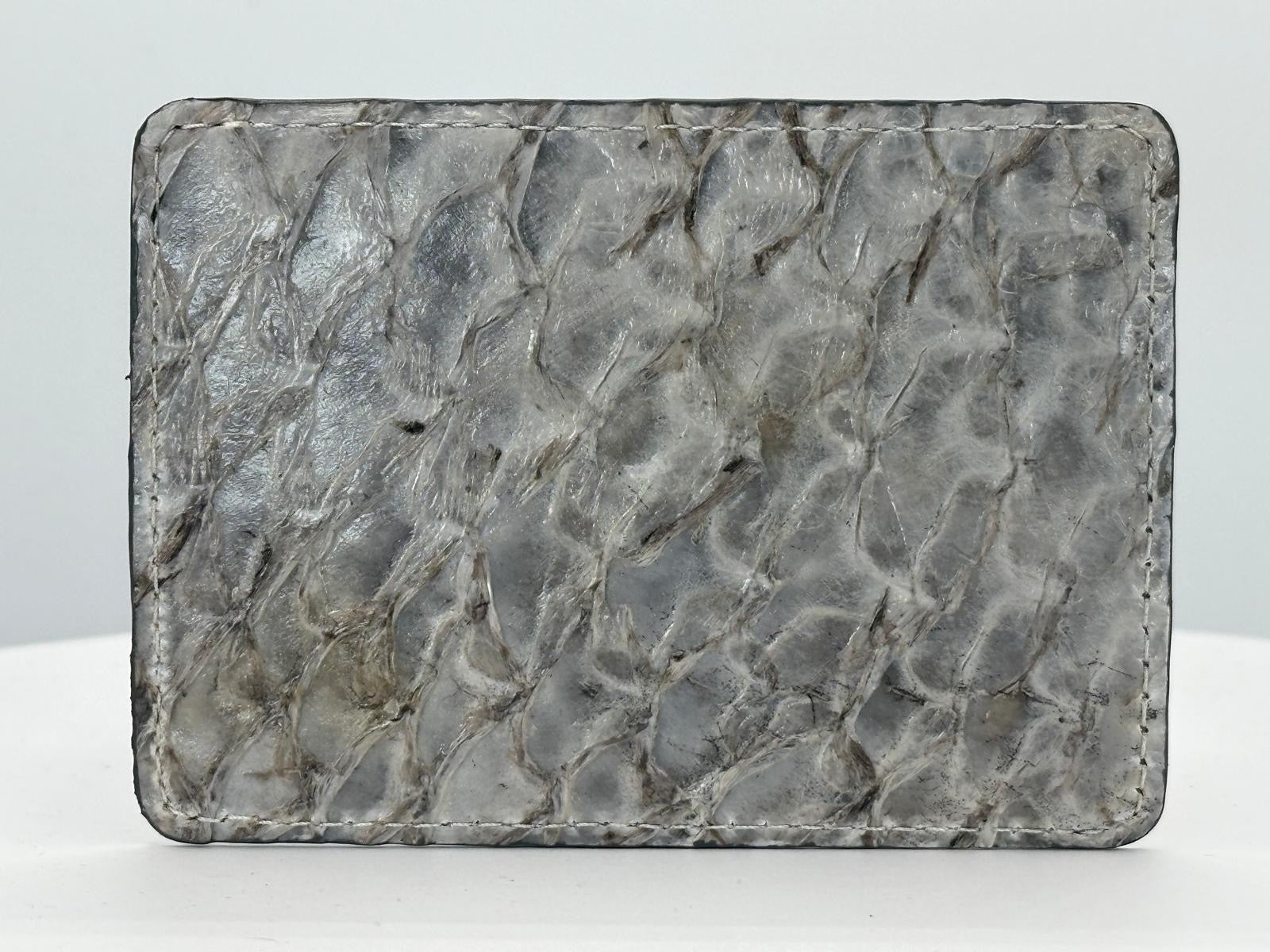 Barramundi leather card holder with white background - back