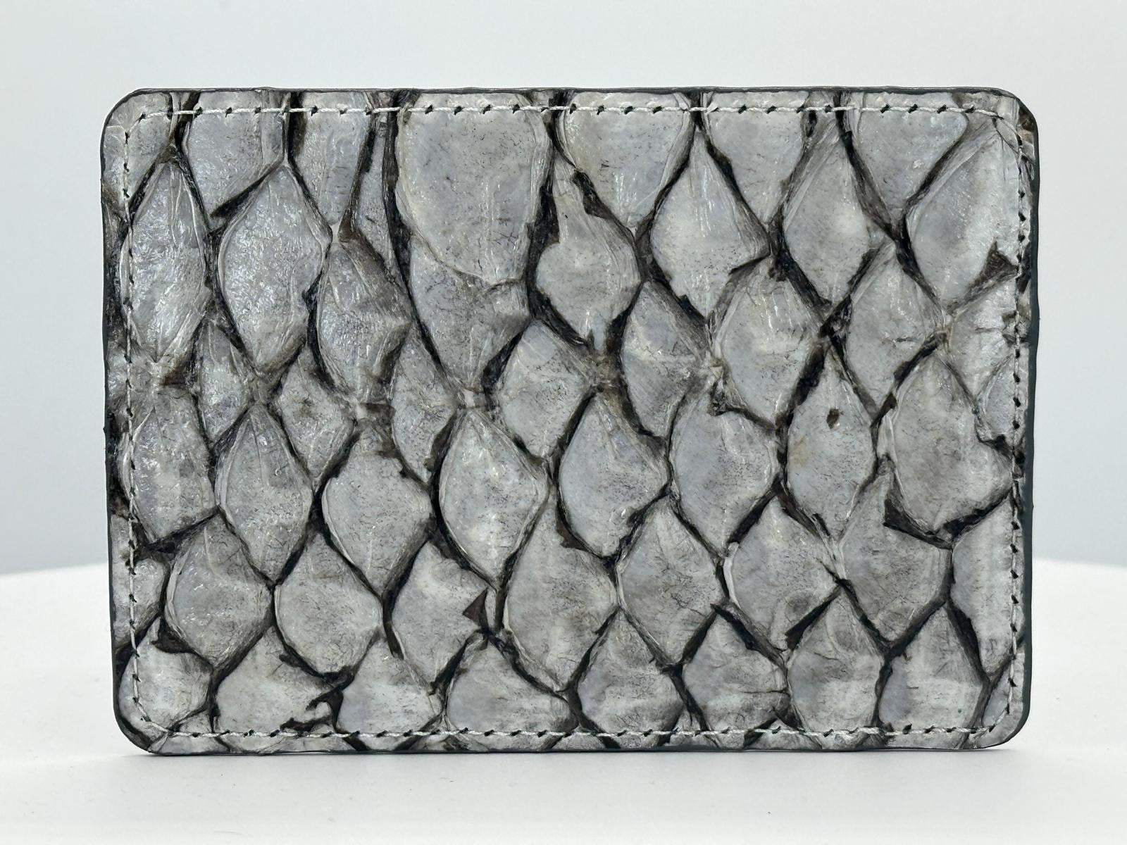 Barramundi leather card holder with white background - back