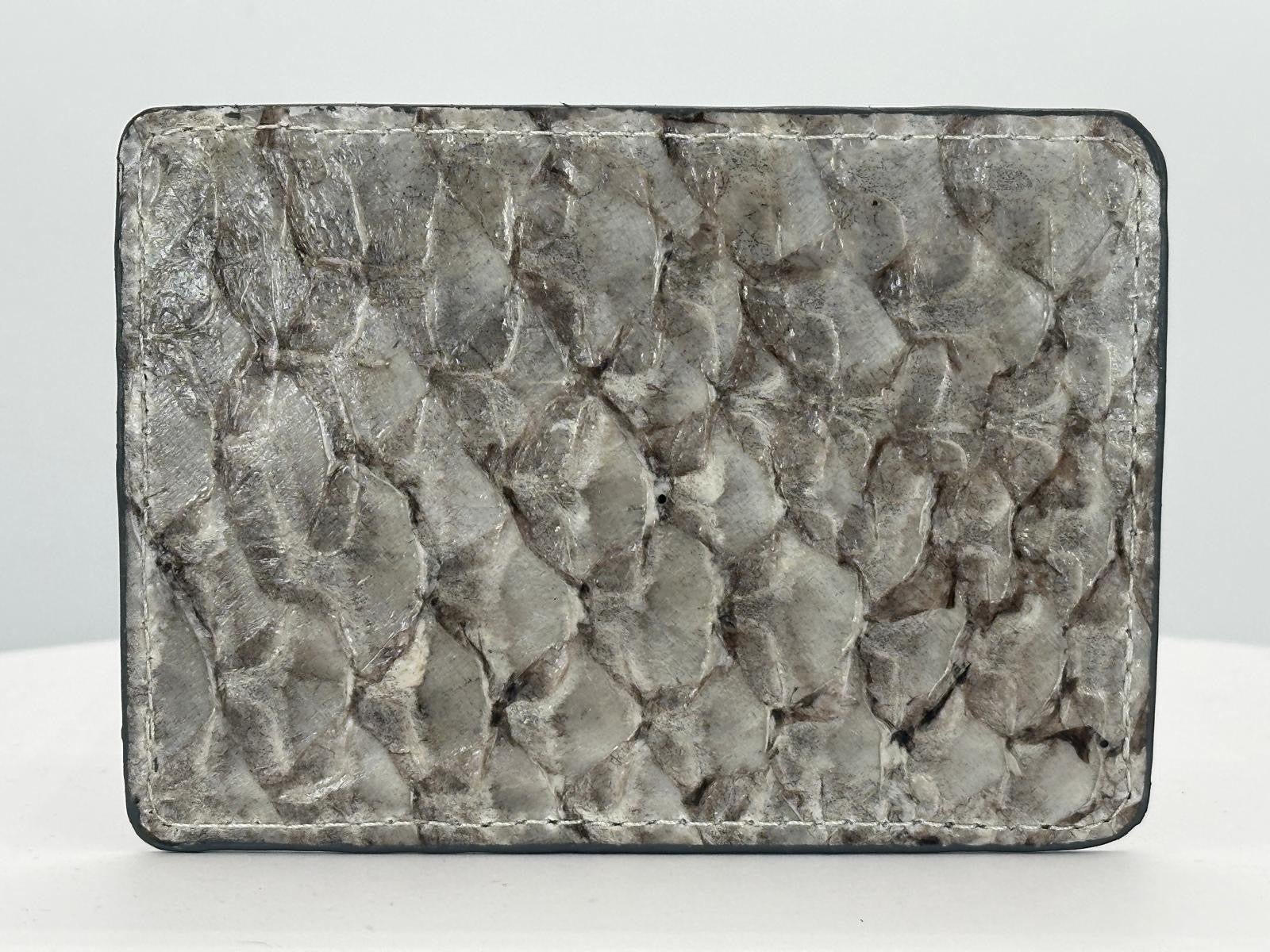 Barramundi leather card holder with white background - back