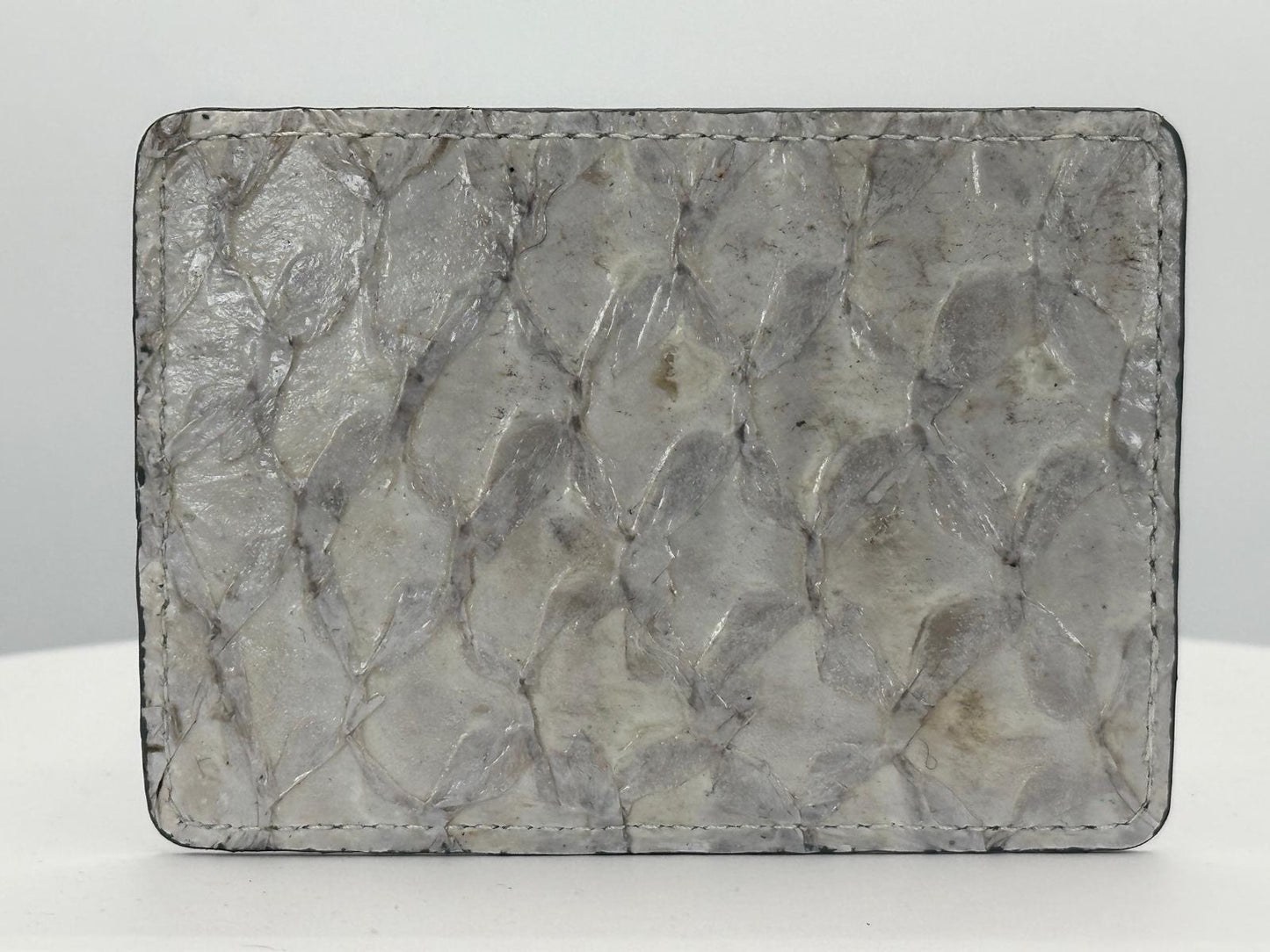 Barramundi leather card holder with white background - back