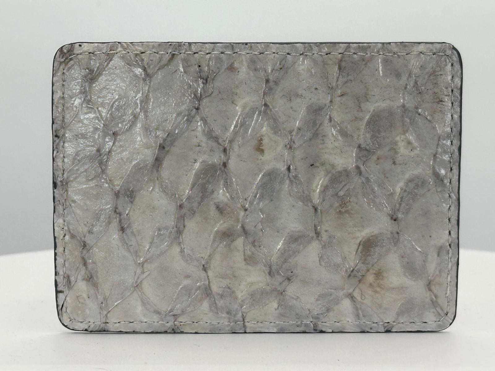 Barramundi leather card holder with white background - back