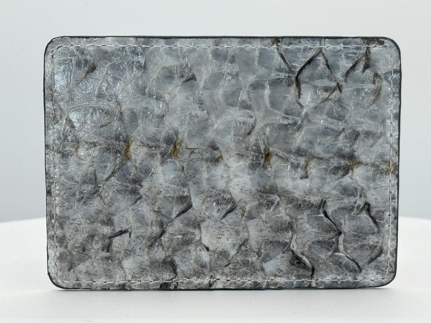 Barramundi leather card holder with white background - back