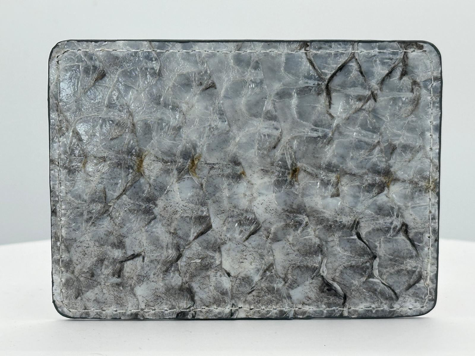 Barramundi leather card holder with white background - back