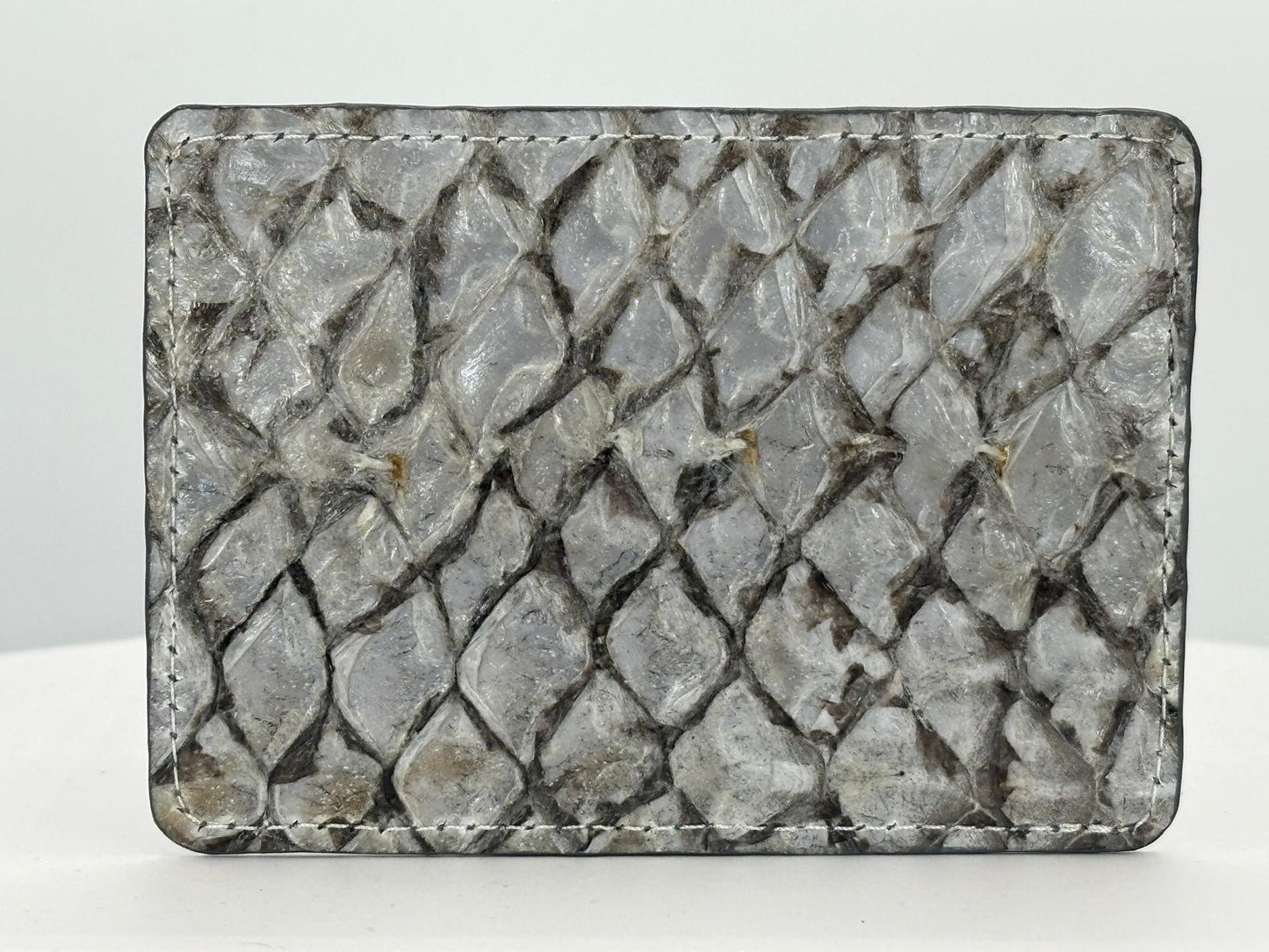 Barramundi leather card holder with white background - back