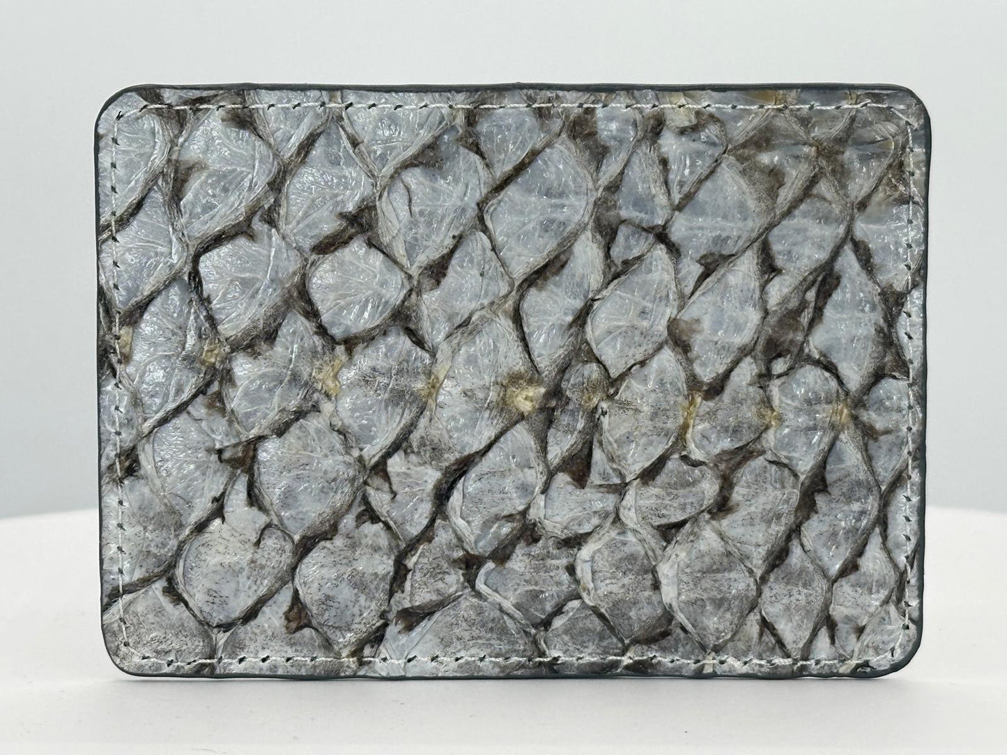 Barramundi leather card holder with white background - back