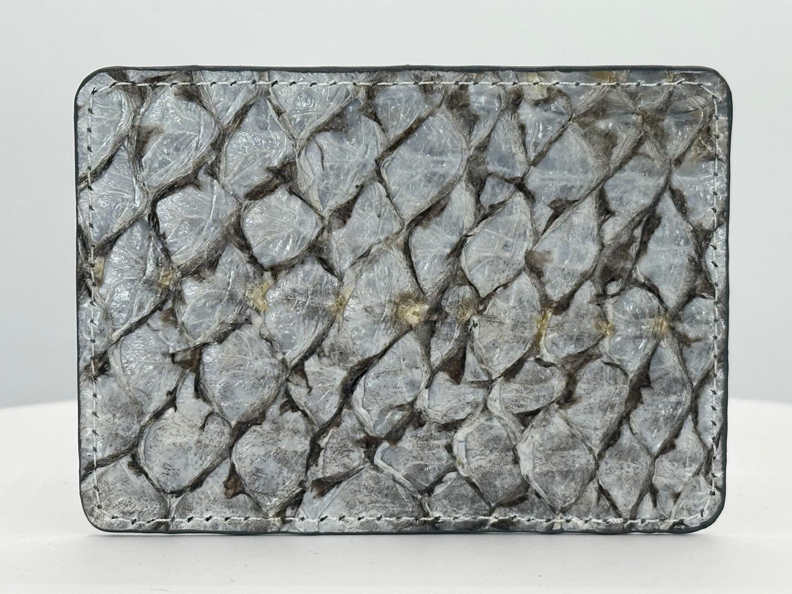 Barramundi leather card holder with white background - back