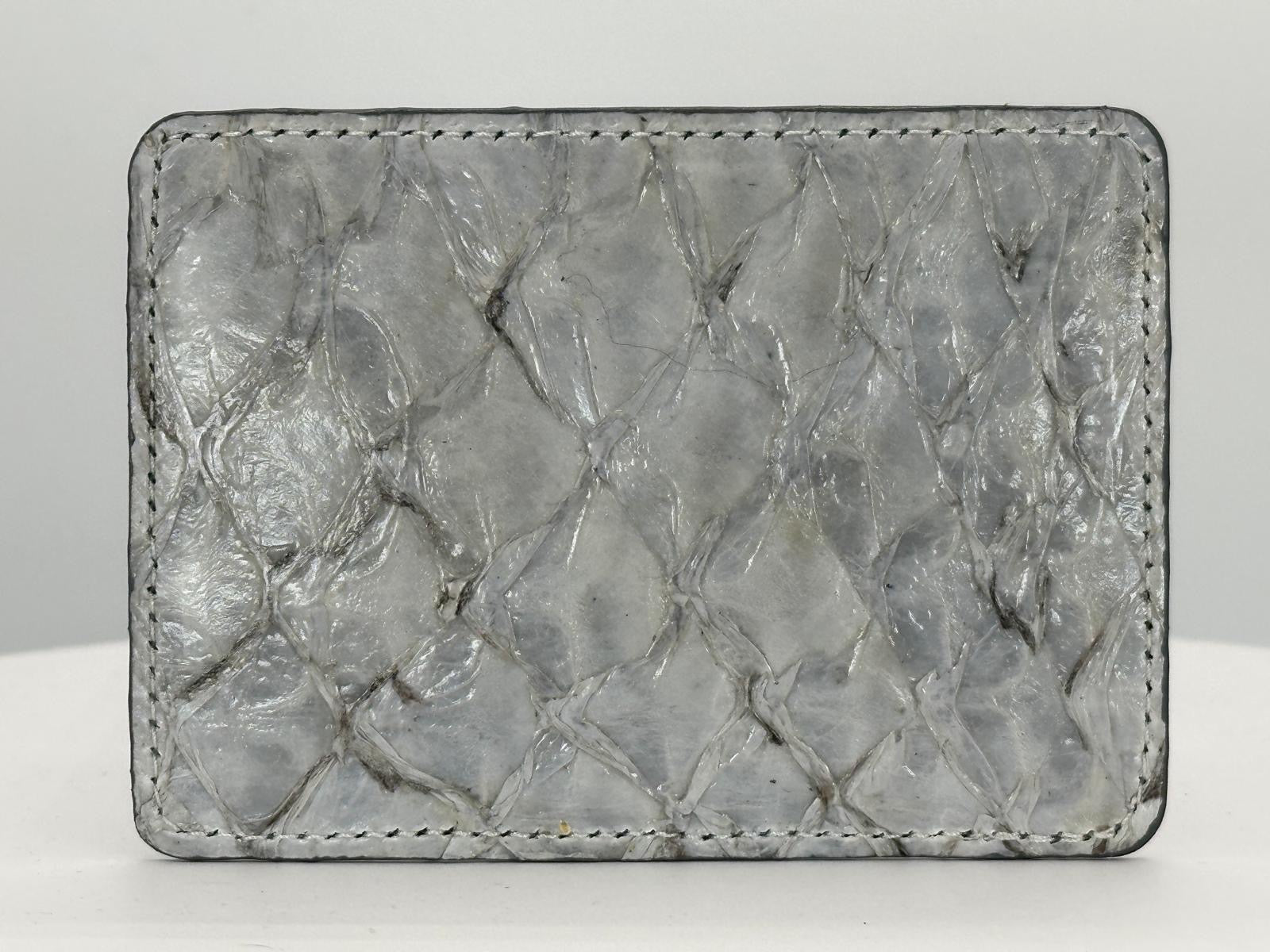 Barramundi leather card holder with white background - back