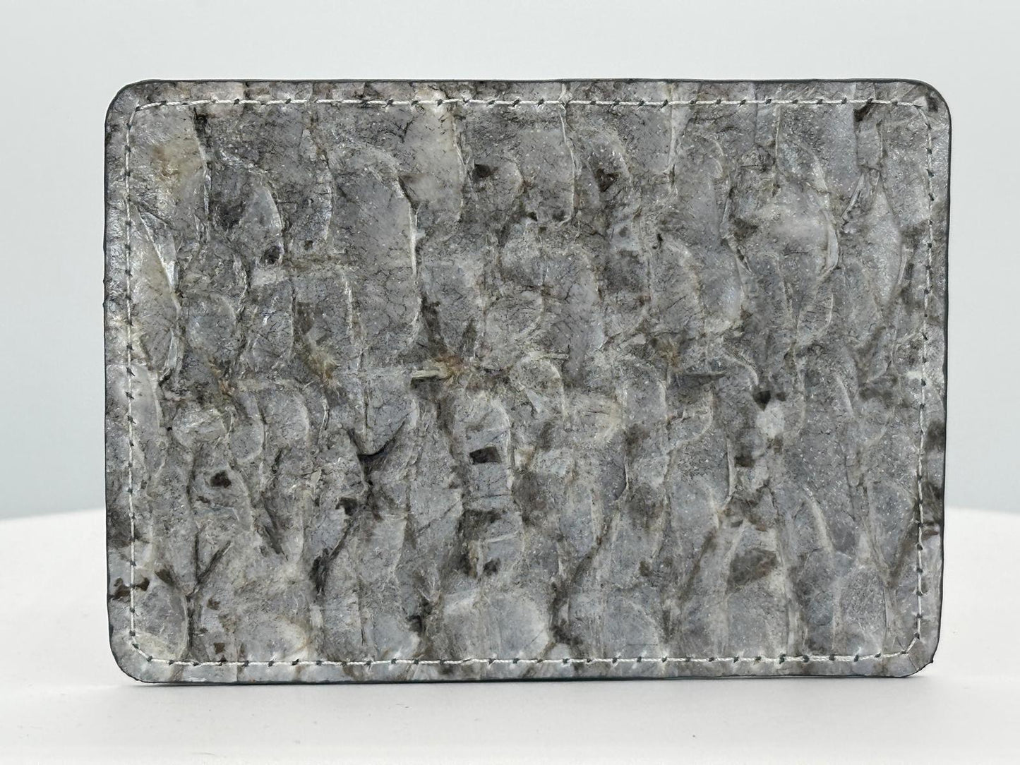 Barramundi leather card holder with white background - back