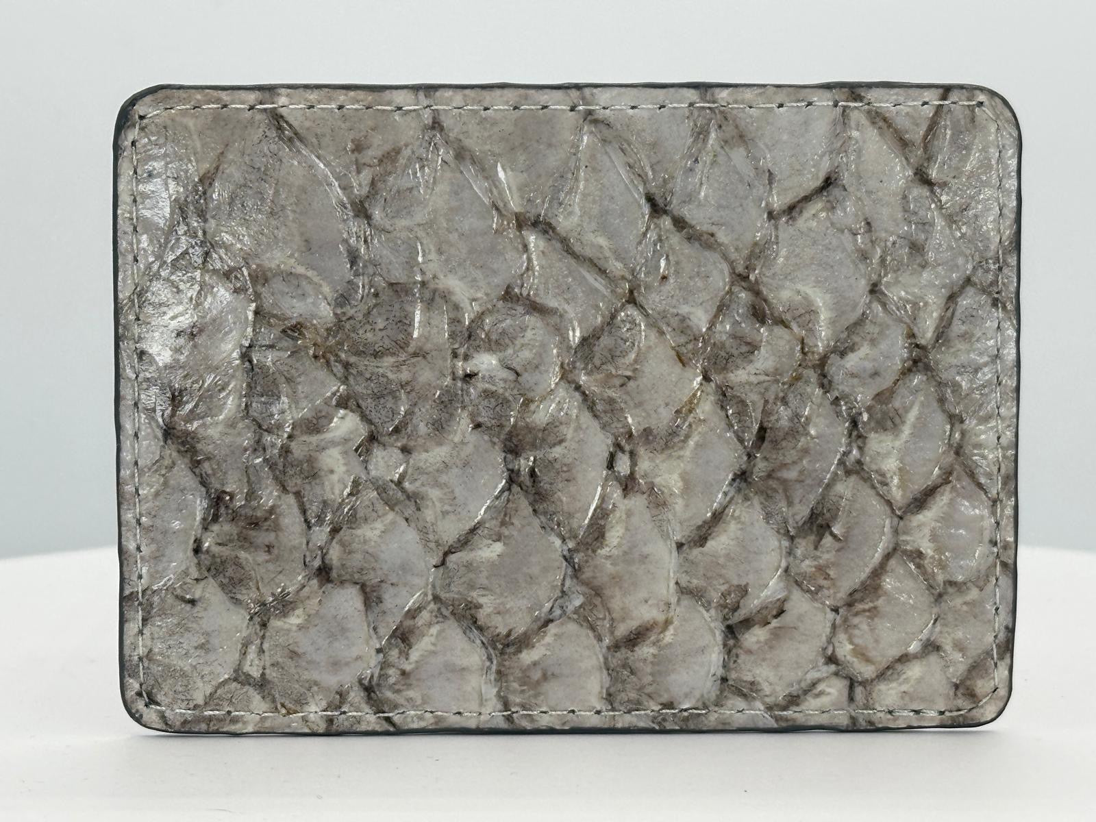 Barramundi leather card holder with white background - back