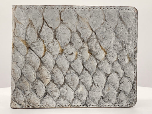 Barramundi skin wallet on a white background - front