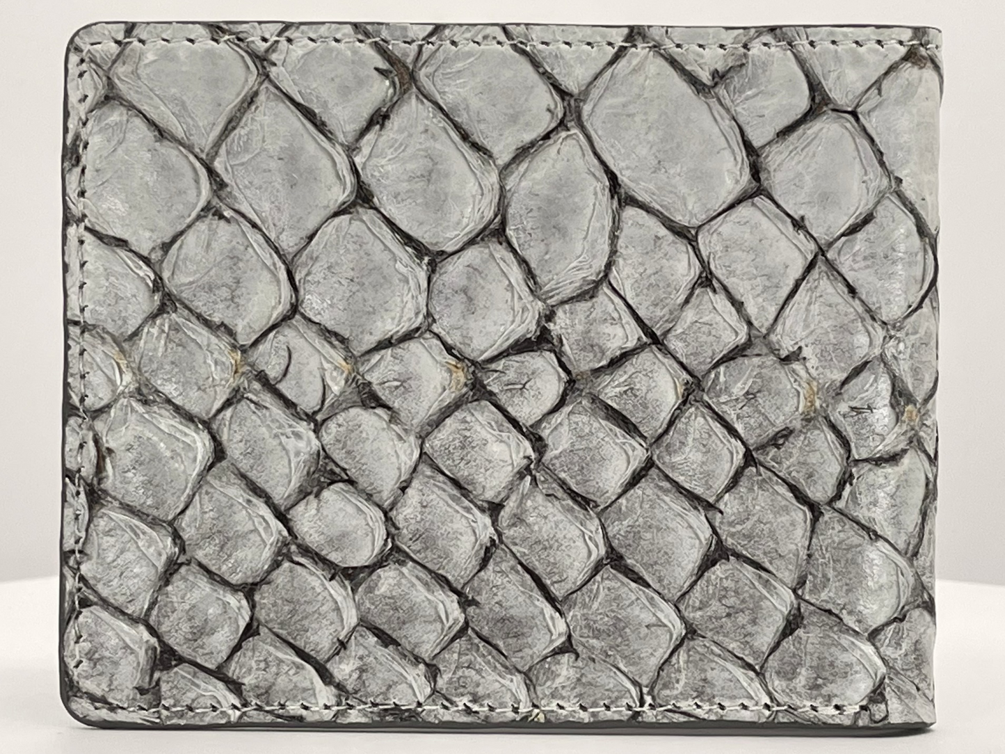 Barramundi skin wallet on a white background - back