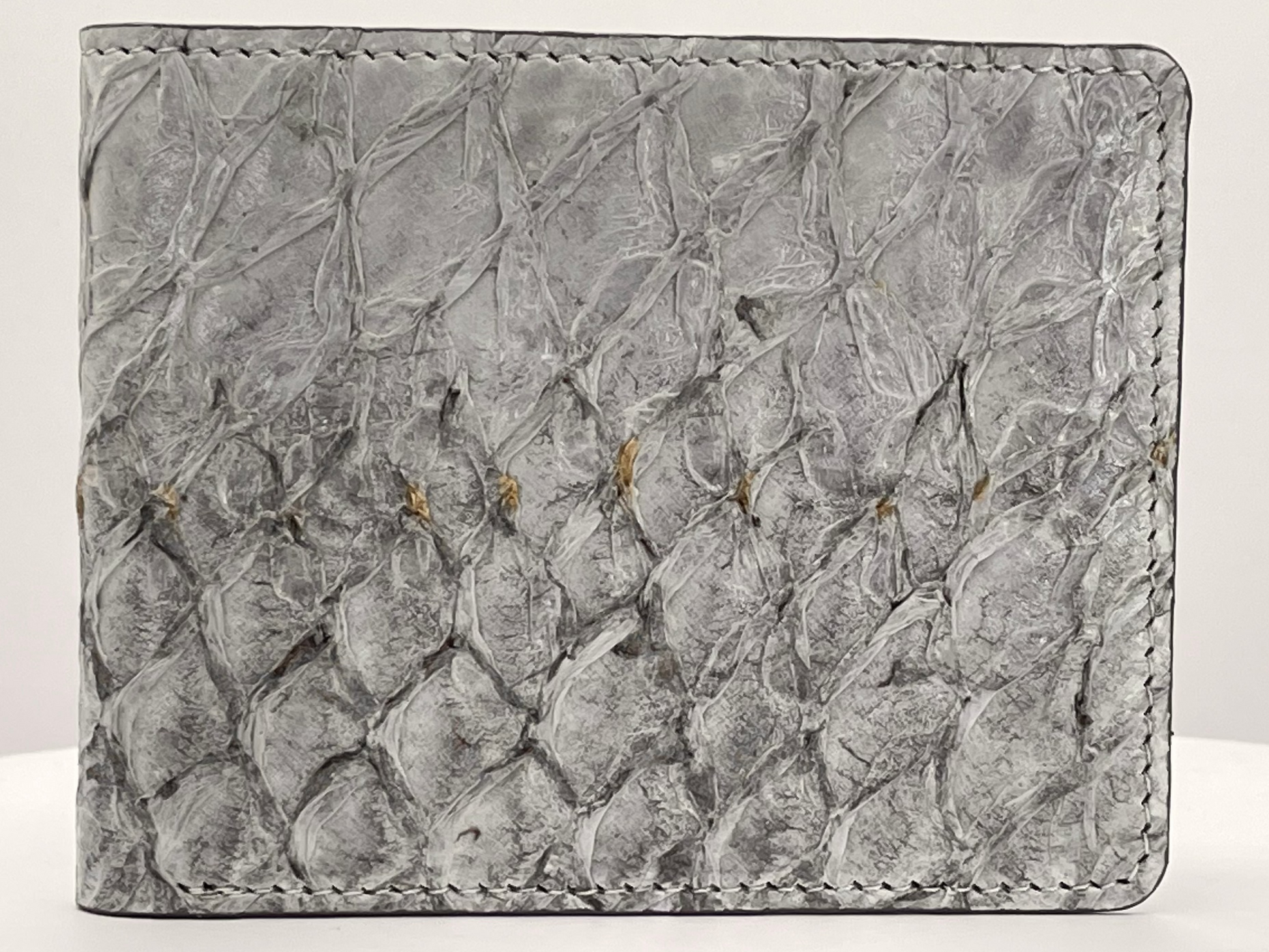Barramundi skin wallet on a white background - front