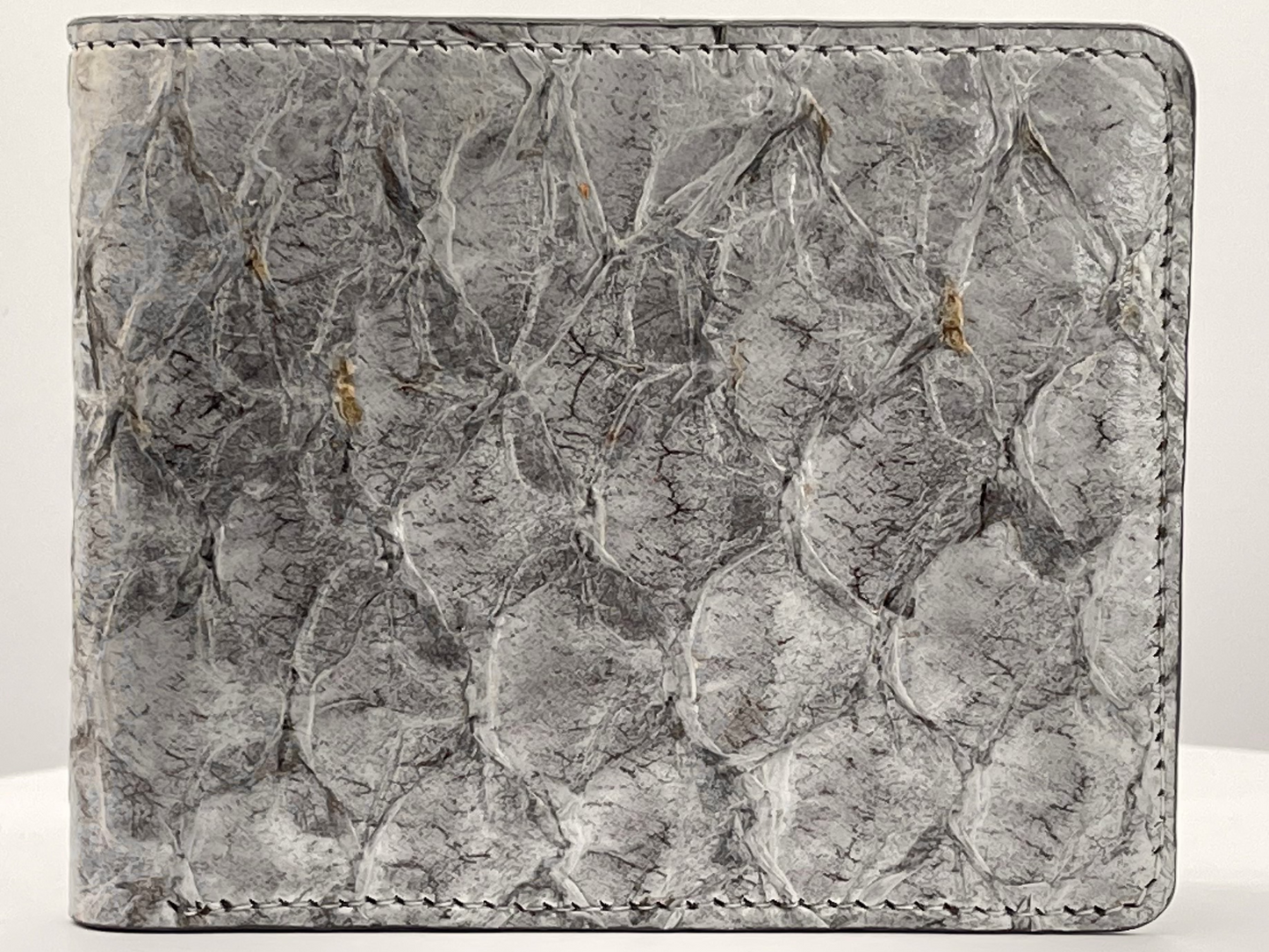 Barramundi skin wallet on a white background - front