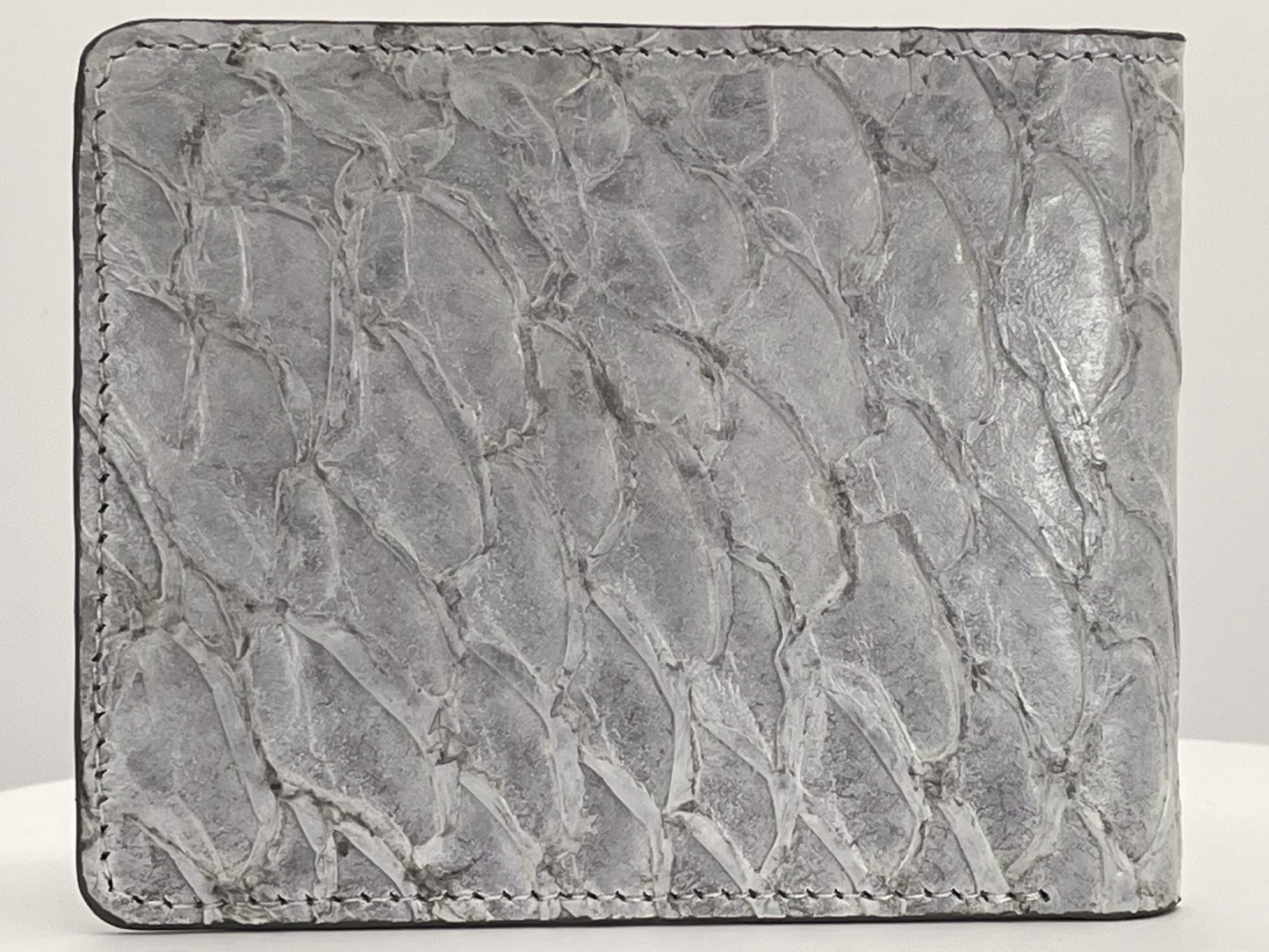 Barramundi skin wallet on a white background - back