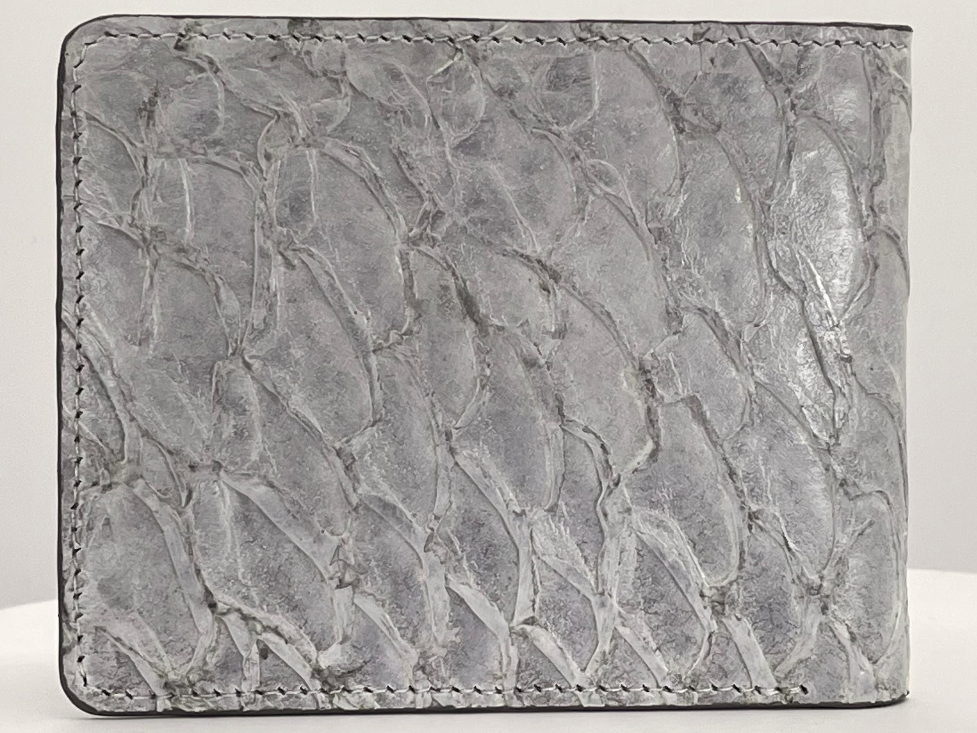 Barramundi skin wallet on a white background - back