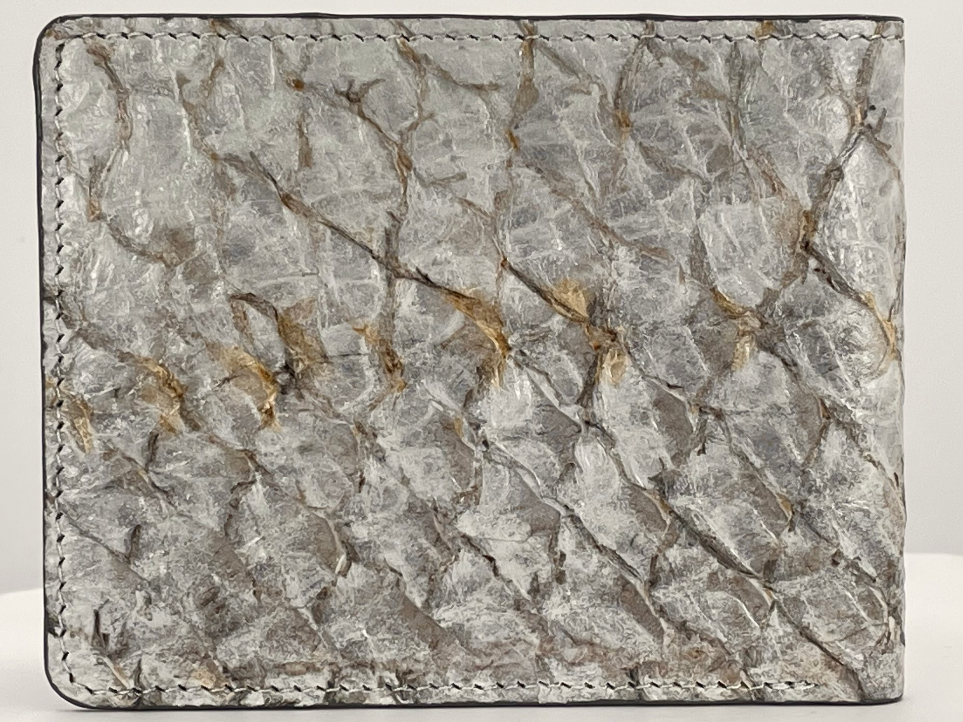 Barramundi skin wallet on a white background - back