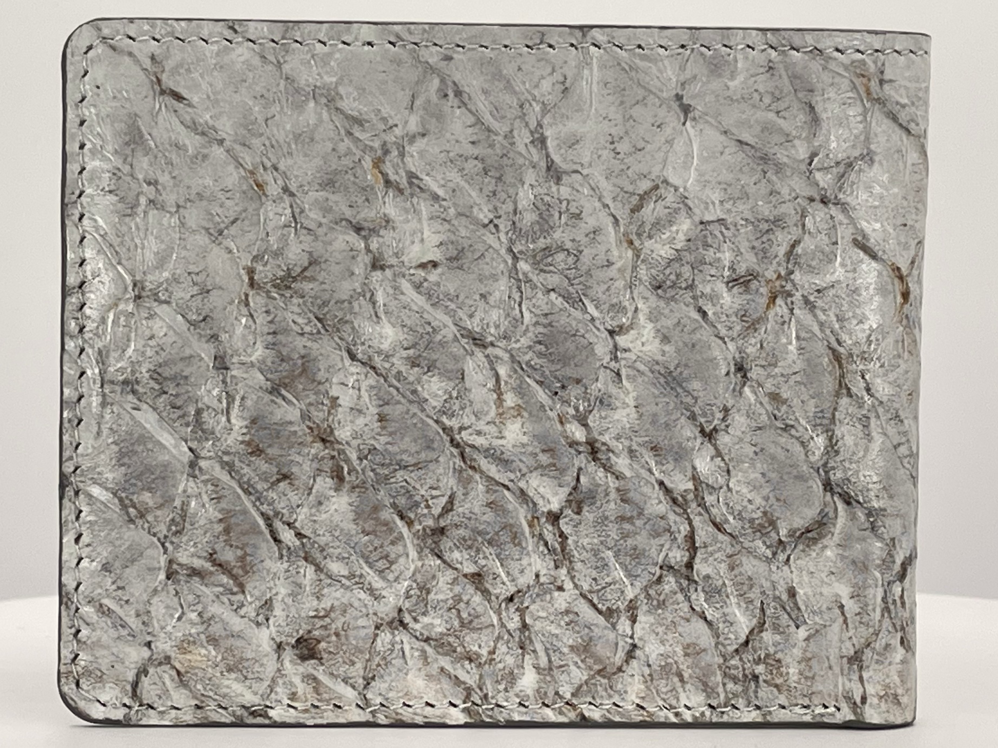Barramundi skin wallet on a white background - back