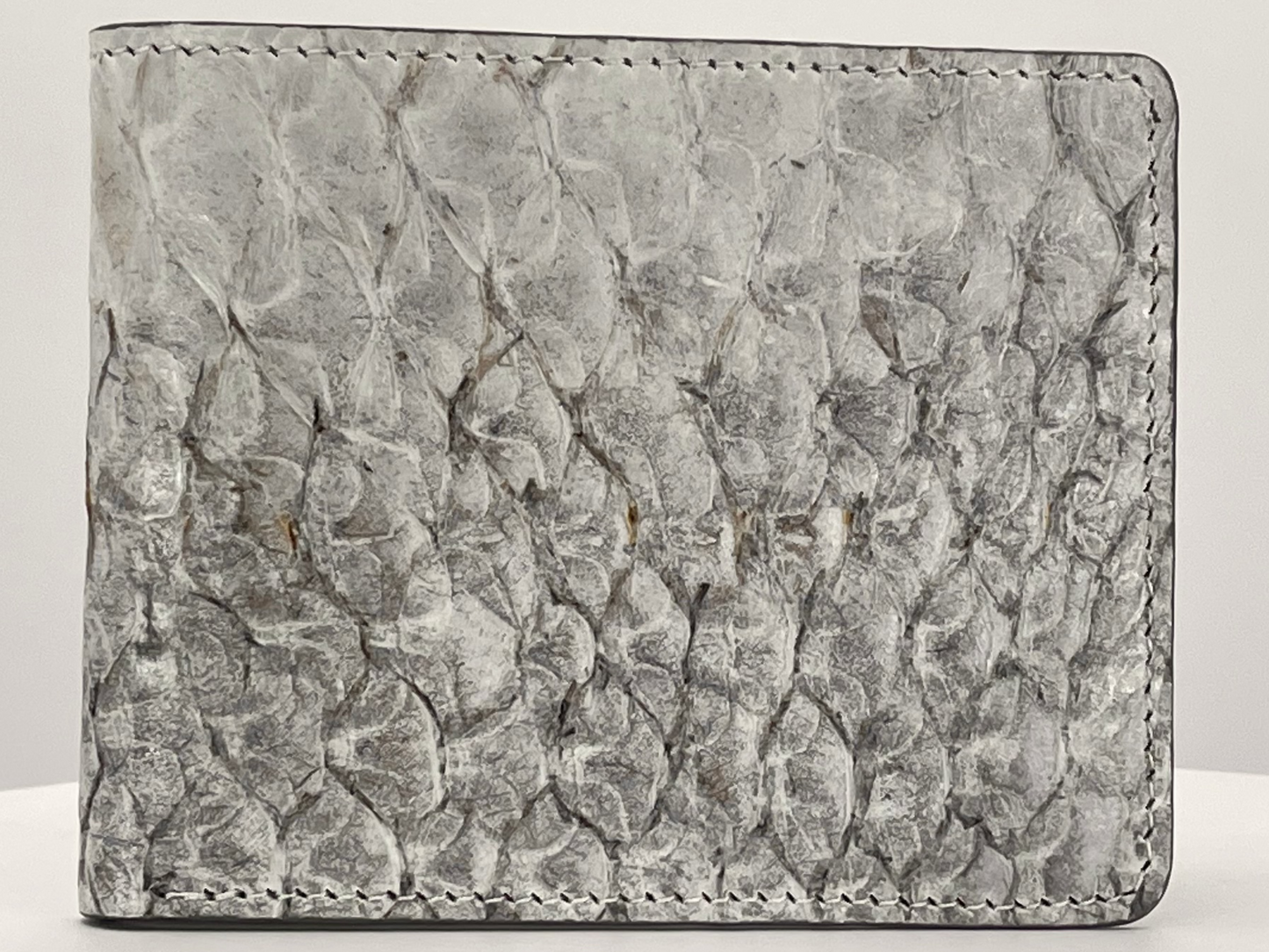 Barramundi skin wallet on a white background - front