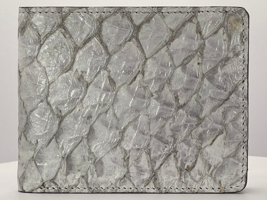 Barramundi skin wallet on a white background - front