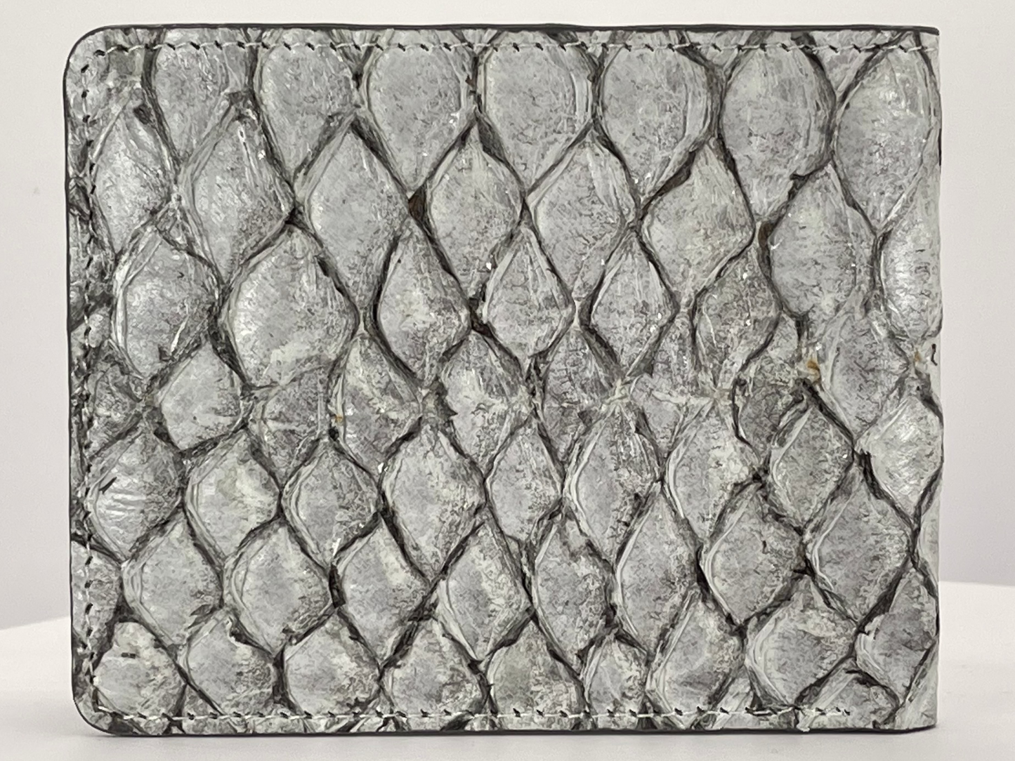 Barramundi skin wallet on a white background - back