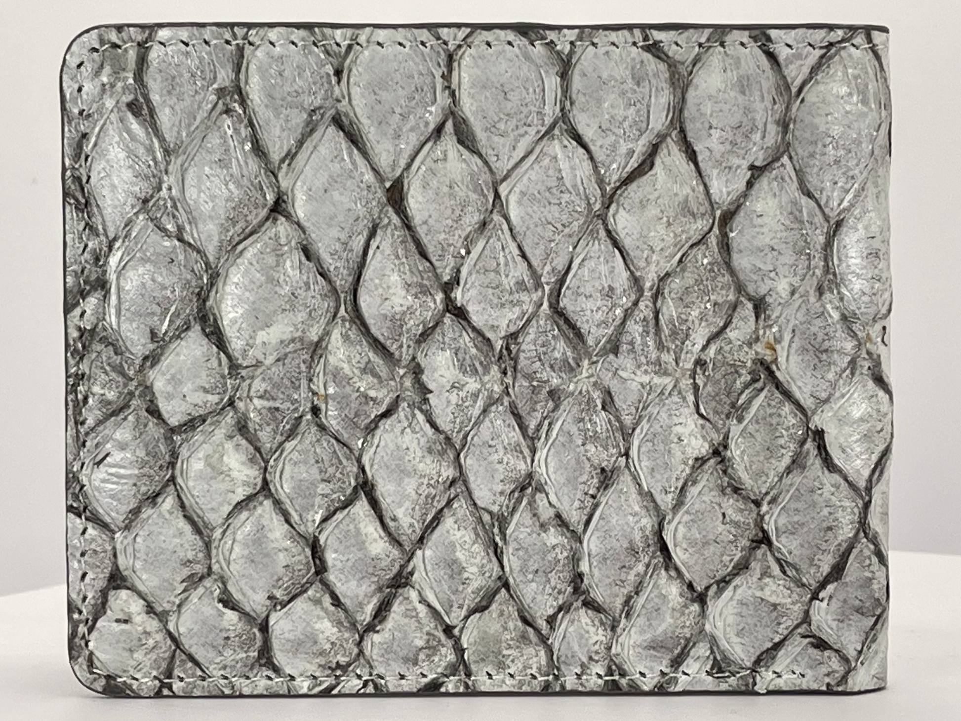 Barramundi skin wallet on a white background - back