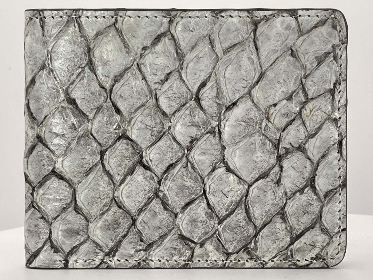 Barramundi skin wallet on a white background - front