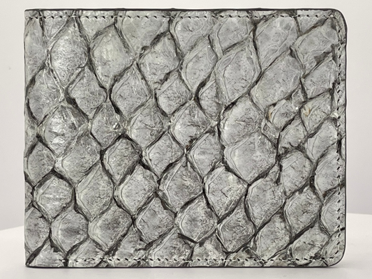 Barramundi skin wallet on a white background - front