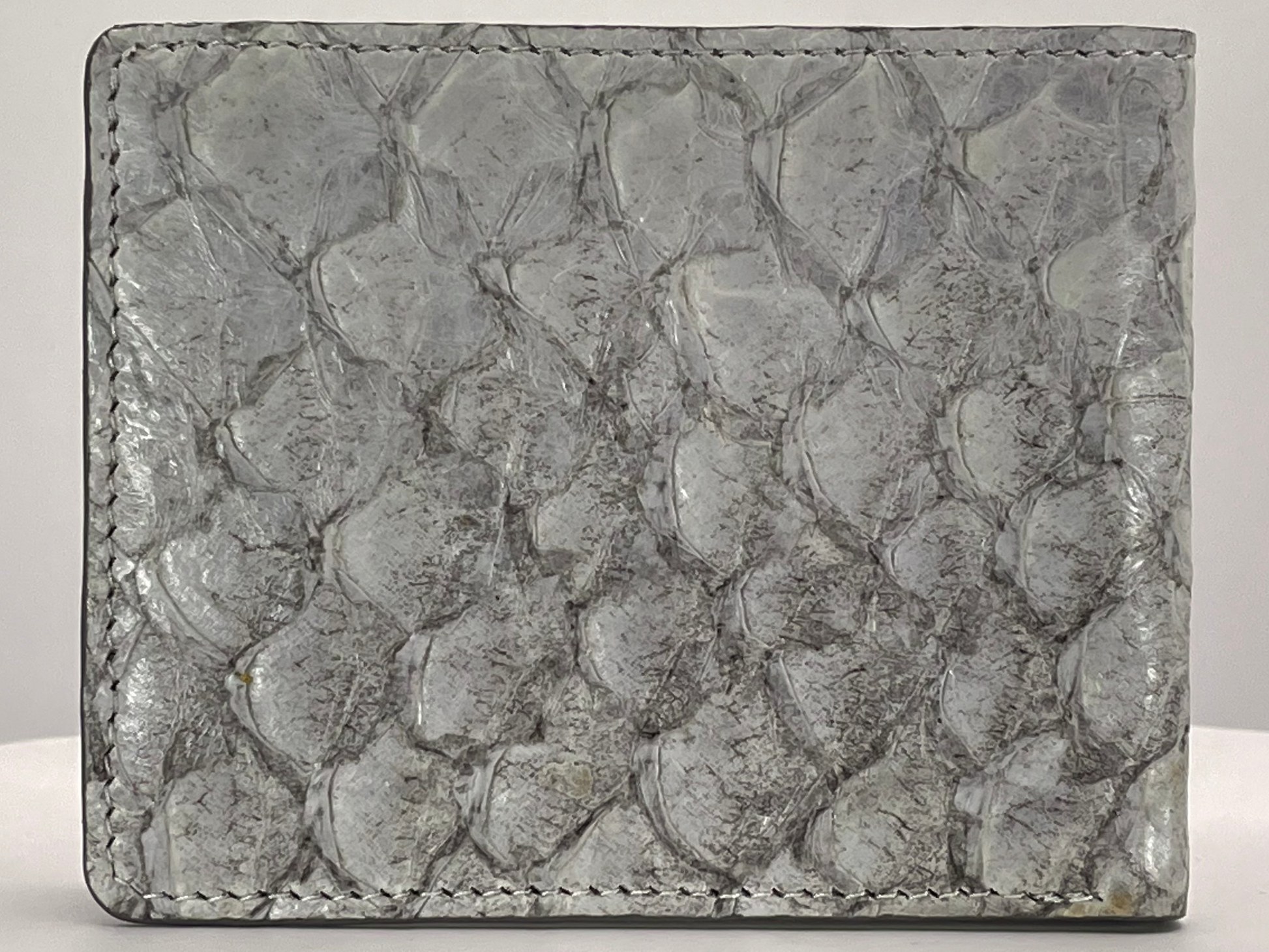 Barramundi skin wallet on a white background - back