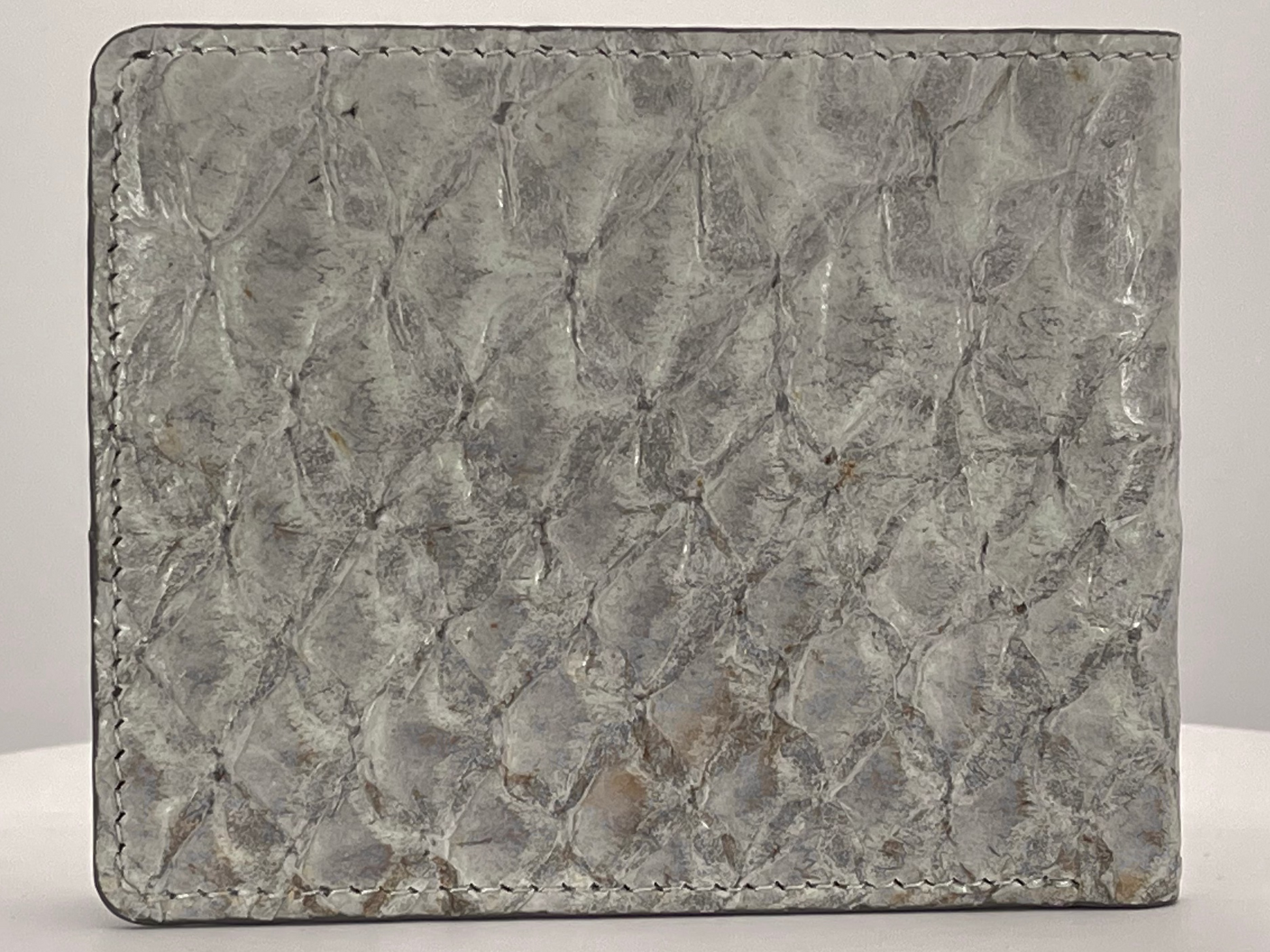 Barramundi skin wallet on a white background - back