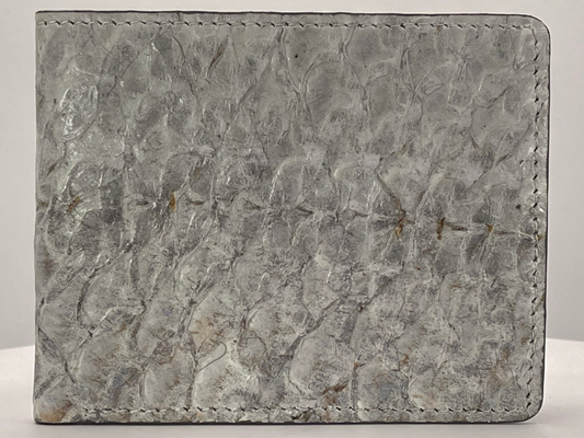 Barramundi skin wallet on a white background - front