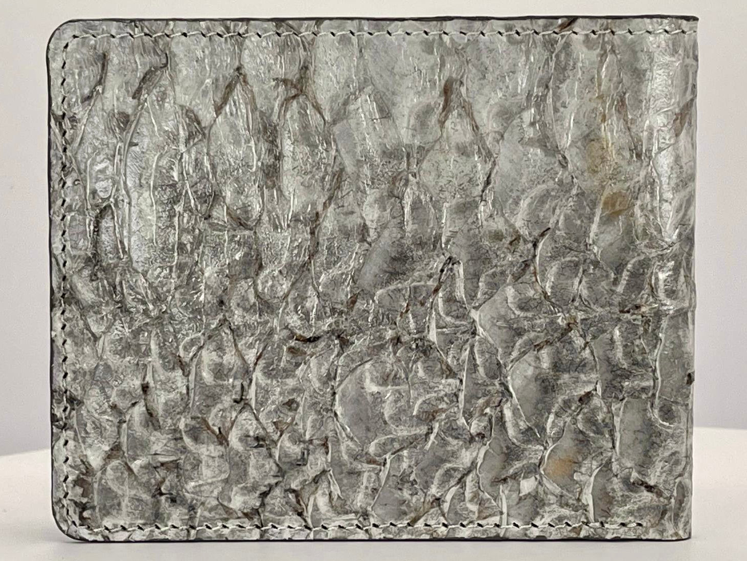 Barramundi skin wallet on a white background - back