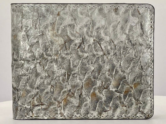 Barramundi skin wallet on a white background - front